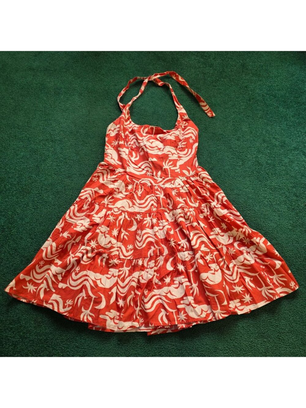 Anthropologie Daniella Manini Celandine Mini Dress Sz L Smocked Back 100% Cotton